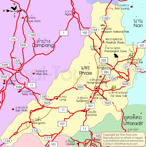 แผนที่จังหวัดแพร่